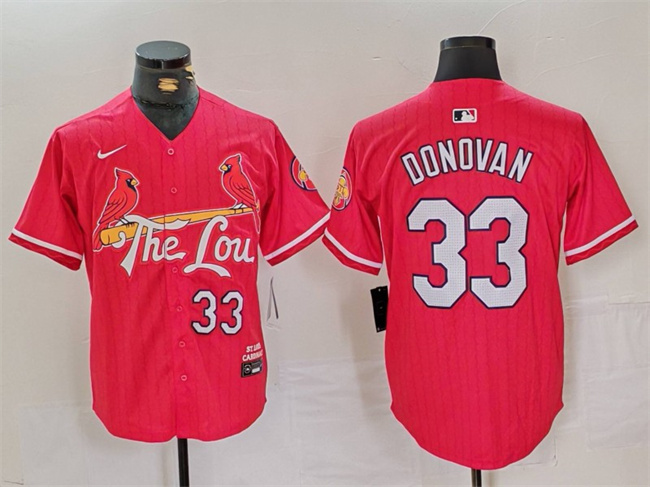 Men's St. Louis Cardinals #33 Brendan Donovan Red 2024 City Connect Stitched Baseball Jersey